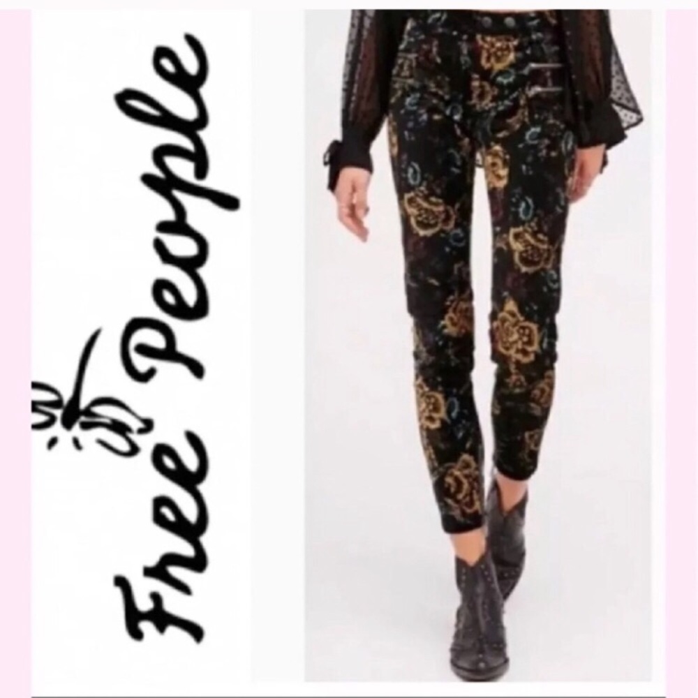 Free people high waisted velvet skinny jeans